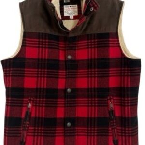 Lucky Brand Red and Brown Plaid Vest